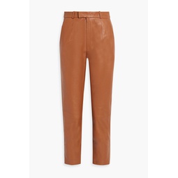 Cropped leather tapered pants