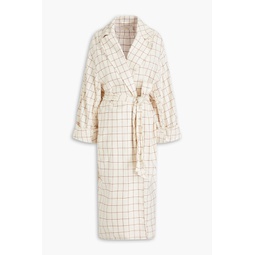 Checked cotton-blend twill coat
