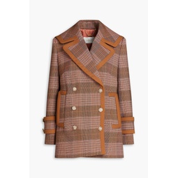 Double-breasted Prince of Wales checked tweed coat