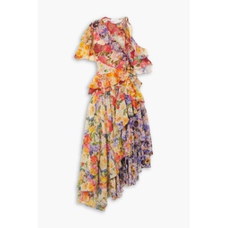 Tiered floral-print gauze dress