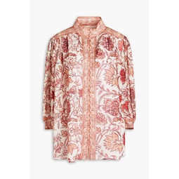 Paisley-print ramie blouse