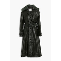 Rhythm shearling-trimmed leather trench coat
