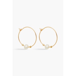 Gold-tone faux pearl hoop earrings