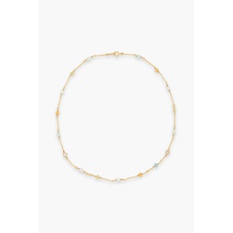 Gold-tone, faux pearl, stone and crystal necklace