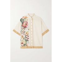 ZIMMERMANN + NET SUSTAIN Lexi raffia-trimmed floral-print linen shirt
