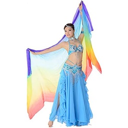 ZLTdream 100% Silk Belly Dance Veils and Scarf Gradient Color 98.4 * 43.3inch