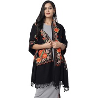 Kashmiri Embroidery Indian Shawl Stole Scarf Wrap for Wedding Parties Bridesmaid Prom (Black, 28 inch x 80 inch) by The MadhuSudan Gallery