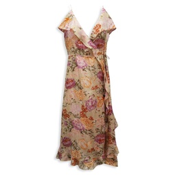 Zimmermann Wrap Dress In Floral Silk