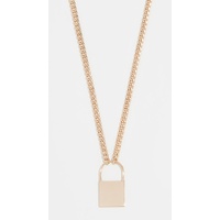 14k Large Padlock Small Curb Chain Necklace
