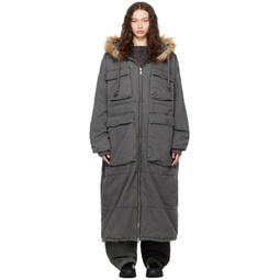 Gray Quilted Puffer Coat 232807F061000