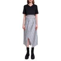 2 in 1 Crop Top & Printed Satin Skirt