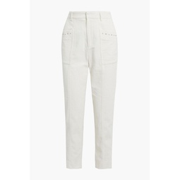 Embellished cotton-corduroy tapered pants