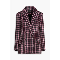 Double-breasted checked tweed blazer
