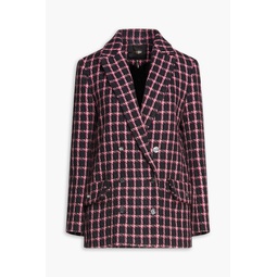 Double-breasted checked tweed blazer