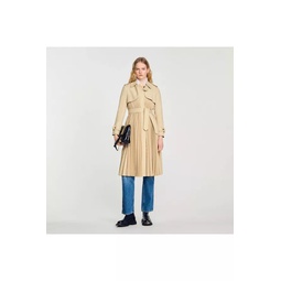 Pleated Trench Coat With Belt