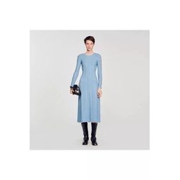 Long-Sleeved Knit Midi Dress