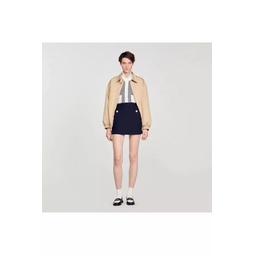Short Wool Twill Skirt