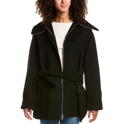 zip front wool coat