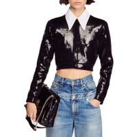 Riba Sequined Cropped Cardigan