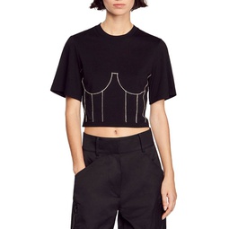 Strassy Bustier Cropped Tee