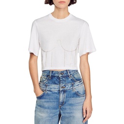 Strassy Bustier Cropped Tee