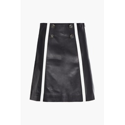 Gansia button-embellished striped leather mini skirt