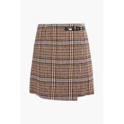 Dalya checked tweed mini wrap skirt