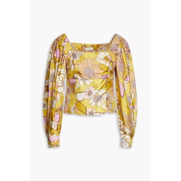 Ginger floral-print silk-twill top