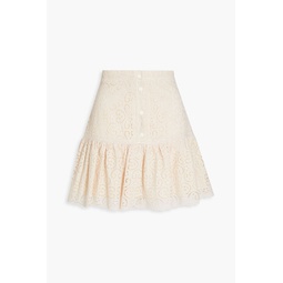 Claudelle ruffled broderie anglaise cotton mini skirt