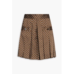 Noisette pleated printed satin-twill shorts