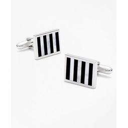 Onyx and Mother-of-pearl Silver Cuff Links