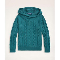 Boys Cotton Cable-Knit Hoodie Sweater