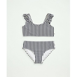 Girls Striped Ruffled 2-Piece Swimsuit