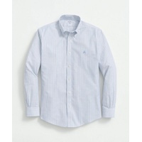 Stretch Cotton Non-Iron Oxford Polo Button-Down Collar, Outline Striped Shirt