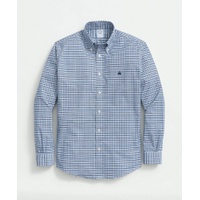 Stretch Cotton Non-Iron Oxford Polo Button-Down Collar, Mini-Graph Checked Shirt