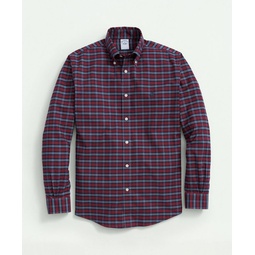 Stretch Cotton Non-Iron Oxford Polo Button-Down Collar, Tartan Shirt