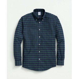 Stretch Cotton Non-Iron Oxford Polo Button-Down Collar, Tartan Shirt