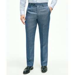 Regent Fit Wool Linen Herringbone Suit Pants