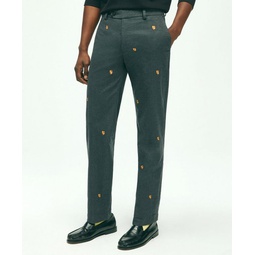 Stretch Cotton Shield Embroidered Flannel Pants