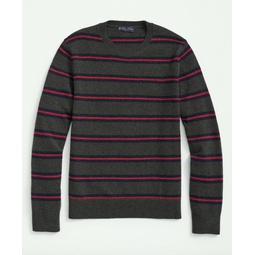 Lambswool Crewneck Belt Striped Sweater