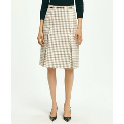 Lambswool Box Pleated Tattersall A-Line Skirt