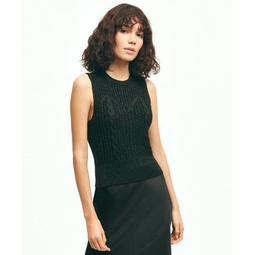 Sparkling Cable Knit Cropped Sleeveless Sweater