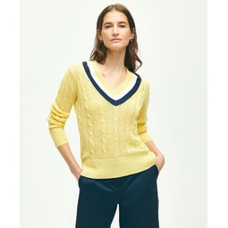 Linen Cable Knit Tennis Sweater