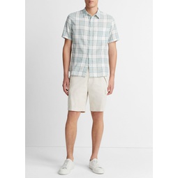 Kino Plaid Linen-Cotton Short-Sleeve Shirt