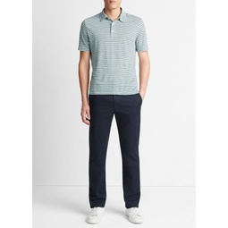 Striped Linen Short-Sleeve Polo Shirt