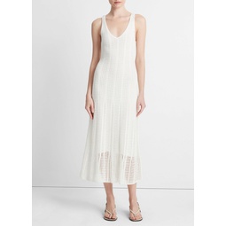 Cotton Mesh-Grid Godet Dress