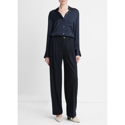 Cozy Wool-Blend Pleated-Front Pant