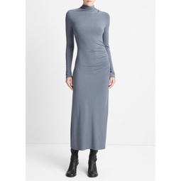 Ruched Long-Sleeve Turtleneck Dress