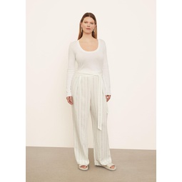 Soft Stripe Belted Pull-On Pant