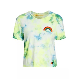 Rainbow Embroidered Tie-Dye T-Shirt